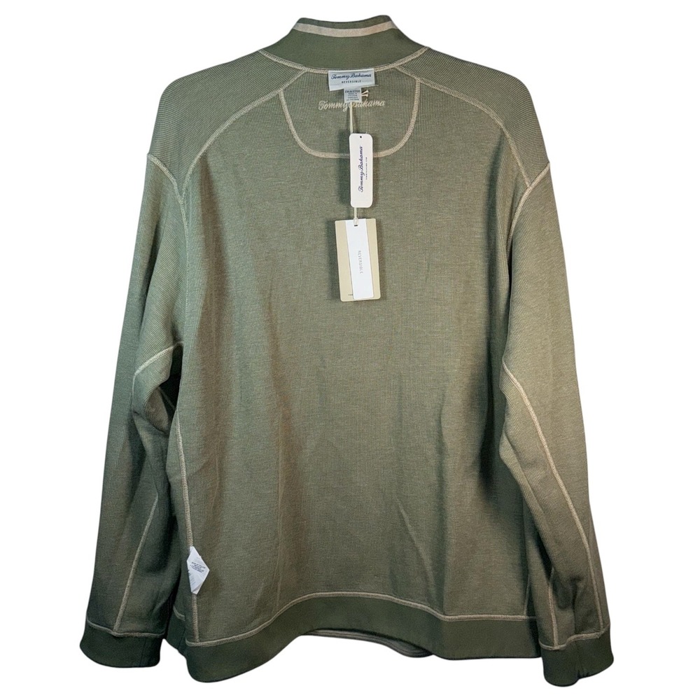 Tommy Bahama Mens 2XLB New Flip Coast Reversible Half-Zip Pullover Sisal Heather - Picture 8 of 12
